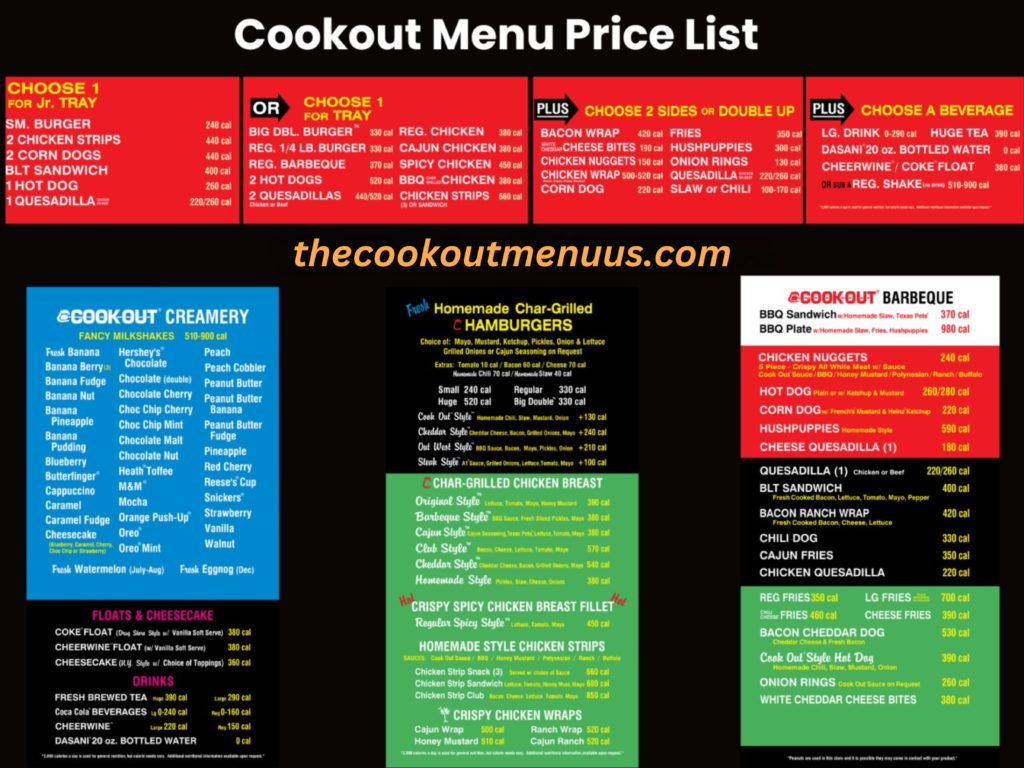 Cookcot Menu price list